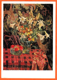 A.Osmerkin 1974 Russian postcard LILIES AND NASTURTIUMS IN VASE Lily