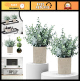 2 Pack Eucalyptus Fake Plants - Small Potted Artificial Greenery for Home Decor, Green Plant