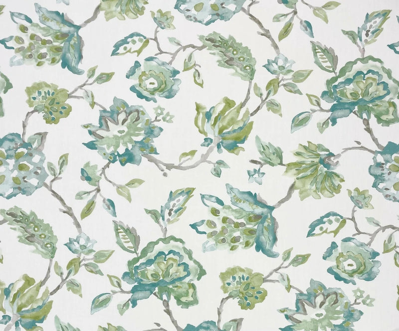 BALLARD DESIGNS SPRINGDALE GREEN WATERCOLOR FLORAL MULTIUSE FABRIC BY YARD 54"W Flowering Plants