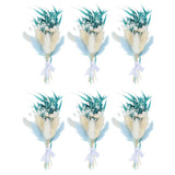 6 Pcs Mini Pampas Grass Dried Flower Bouquet Boho DIY Gift Blue Dried Flower