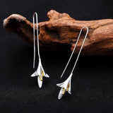 Lily flower dangles silver handmade earrings Lily