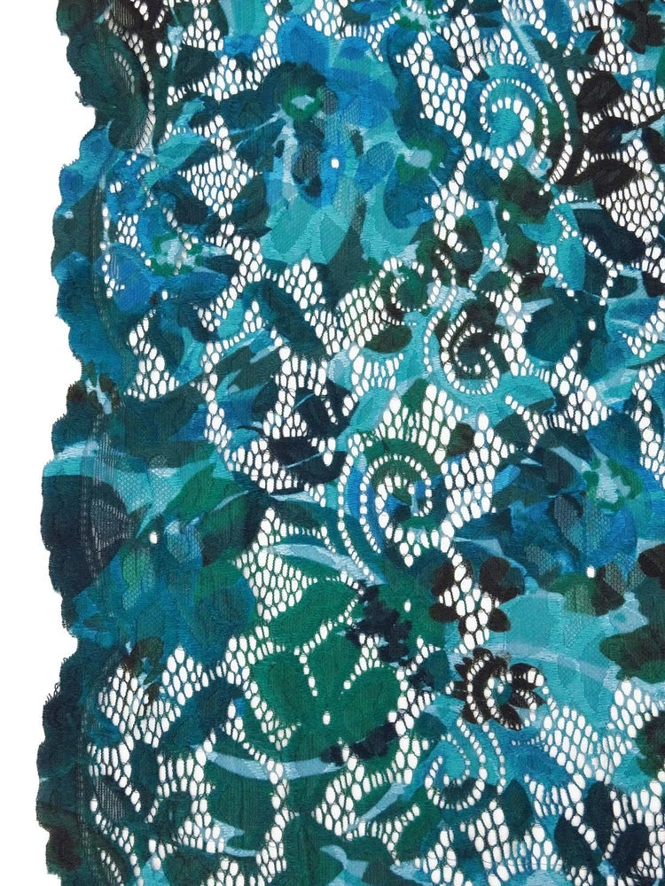 Floral  Lace Fabric Special Occasion  52  Wide Aqua Reversable By the Yard Flowering Plants