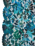 Floral  Lace Fabric Special Occasion  52  Wide Aqua Reversable By the Yard Flowering Plants