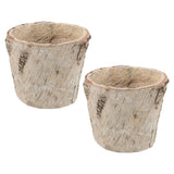 2 Pcs Decorative Indoor Plant Pots Resin Bark Planter Garden Bowl Garden Plants