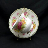 Queens Fine Bone China January Carnation Teacup Saucer Set Vintage Made England Carnation