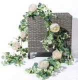 6Ft Artificial Peony Vine Fake Flower Hanging Eucalyptus Garland Champagne Rose Peony