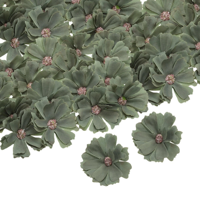 50pcs Artificial Daisies Flower Heads,1.8" Silk Fake Daisies Heads, Lake Green Daisies