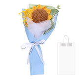 Crochet Flowers Bouquet, Handmade Knitted Bouquet Sunflower, Blue Sunflower
