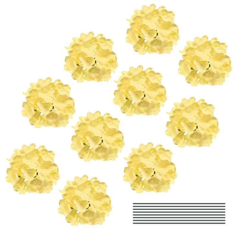 30 Set Yellow Silk Artificial Hydrangea Heads Wedding Fake Hydrangea Flowers Hydrangea