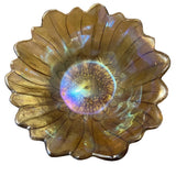 Vintage Iridescent Marigold Carnival Glass Flower Daisy Sunflower Candy BowlÊ7" Sunflower