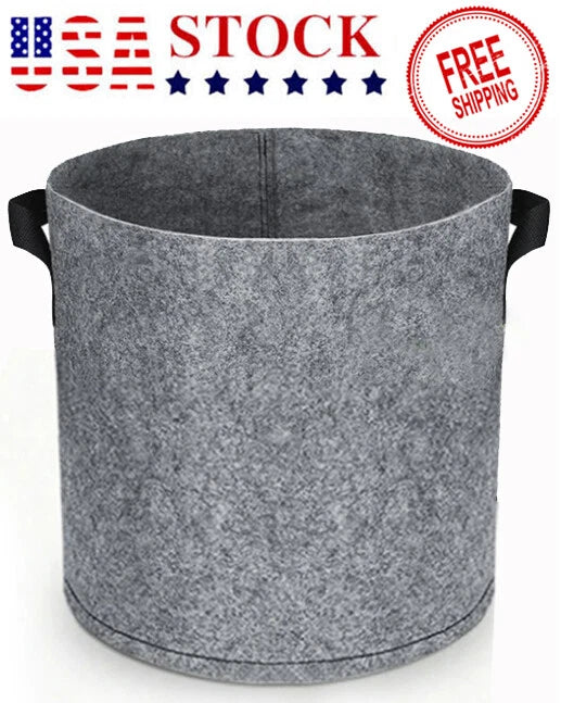 10-Pack Round Fabric Aeration Plant Grow Bags 35 Gallon Gray with Handle Flowering Plants