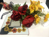 Artificial Floral Arrangement w Yellow Lilies-Sunflowers, Roses & Floral Frame Sunflower