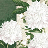 Two Individual Decoupage Paper Luncheon Eco-Friendly White Peony Flower Napkin Peony