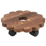 Garden Pot Stand with Wheels - Wooden Plant Caddy for Easy Mobility (20cm) Garden Plants