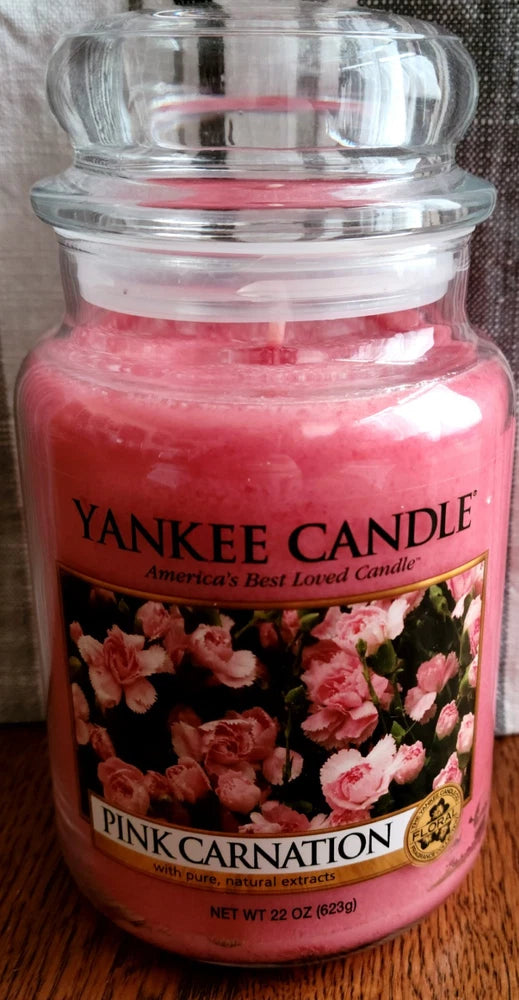 Yankee Candle PINK CARNATION 22 oz Original Large Single Wick Jar Candle Carnation