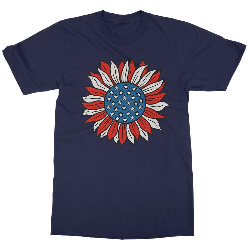 4th of July USA Flag Sunflower - Independence Day Unisex T-Shirt Sunflower