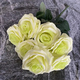 7 Heads Silk Rose Bouquet Artificial Flowers DIY Wedding Home Table Vase Decor Green Plant