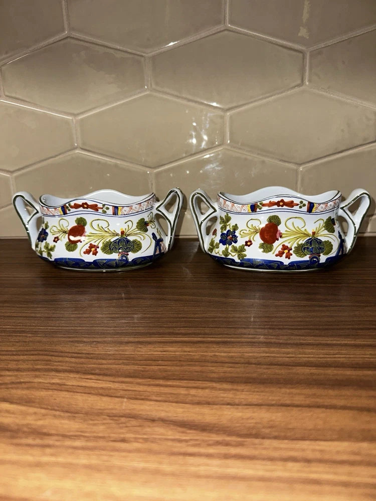 Taste Setter Faenza ÒGarofanoÓ  Carnation Italy 2 Handled Gravy Boat Pot Carnation