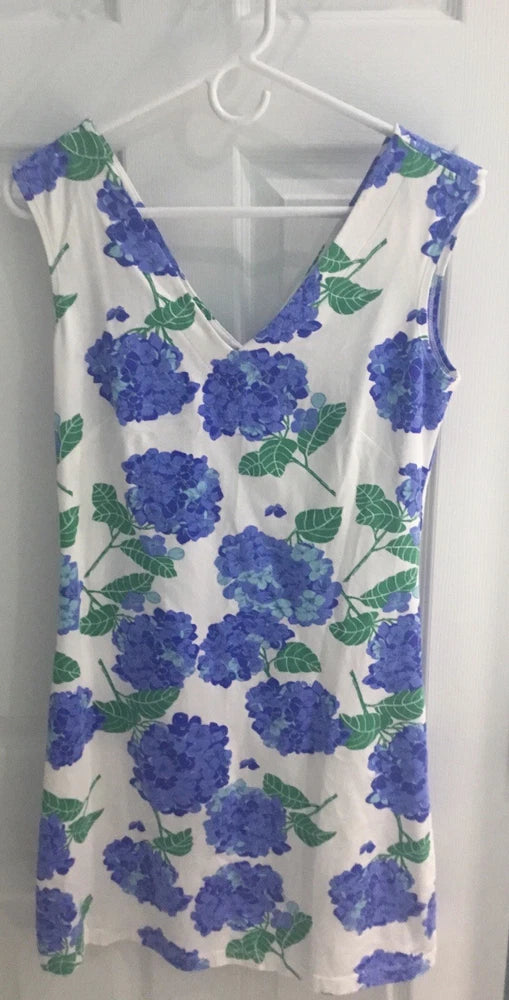 Mahi Gold Paradise Dress Hydrangea Walk In Blue Floral Resortwear  Small NWOT Hydrangea