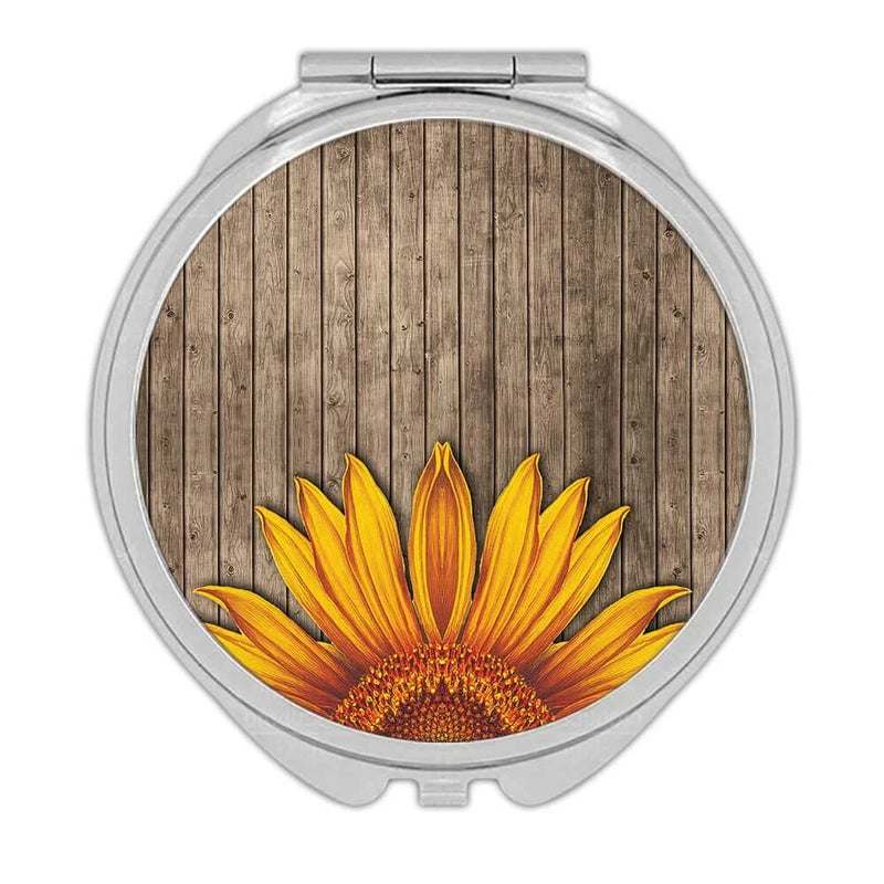 Gift Compact Mirror : Sunflower Flower Floral Yellow Decor For Her Feminine Sunflower