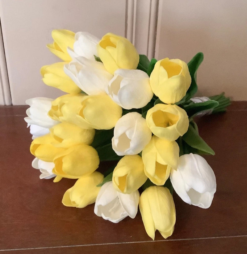 24 stem Yellow and white tulip bridal bouquet Bouquet
