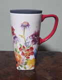 Cypress Home Hydrangea Flowers Porcelain Travel Coffee Mug Cup Rubber Strainer Hydrangea