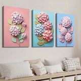 3pcs Hydrangea Flower Botanical Floral Wall Art Canvas Framed 50x70cm Hydrangea
