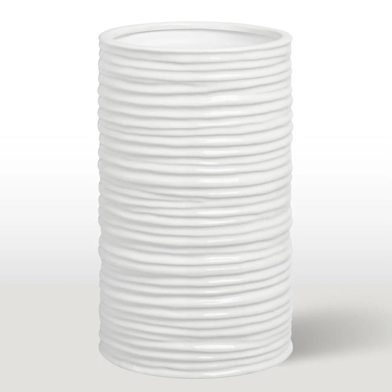 Torre & Tagus Ripple 9.75" White Vase for Flowers & Greenery - Handmade Round... Pampas Grass