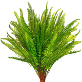 Boston Ferns Artificial Plants Bulk UV-Resistant Indoor Outdoor Decor, 4pcs Green Plant
