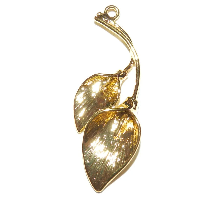 M593 Bright Gold 39mm Lily Flower Brass Pendant Charm Dangle Component 2pc Lily