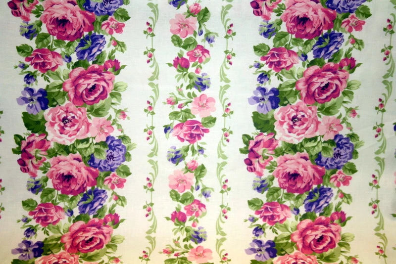 LILLIANS GARDEN FROM FABRIC TRADITION LARGE FLORAL STRIPE - 100% COTTON FABRIC Flowering Plants
