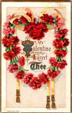Pre-Linen valentine HEART OF CARNATION FLOWERS WITH YELLOW RIBBON a/07 BJ6843 Carnation