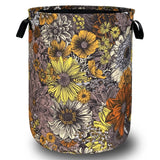 Retro Sunflower Flower Laundry Hamper With Handles Foldable Oxford Cloth Dais... Sunflower