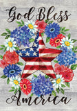 4th of July Patriotic Star Hydrangea Flower God Bless America House Flag 40x28 Hydrangea
