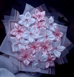 Pink White Satin Rose Bouquet Handmade Wedding Anniversary Flower Gift Bouquet