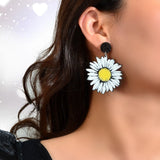 Romantic White Flower Daisy Acrylic Dangle Earrings Women Party Holiday Jewelry Daisies