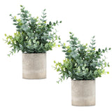 2 Pack Small Fake Plants Eucalyptus Potted Artificial Plants for Shelf Desk H... Green Plant