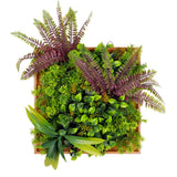 Artificial Plants Green Wall Decor with Square Wooden Frame 13in, Light Green Green Plant