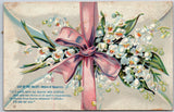 1909 Flower Bouquet White Petals Lily of Valley Greetings Wishes Posted Postcard Lily