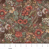 Irish Country Flower Paths Brown 100% cotton fabric PICK SIZE Flowering Plants