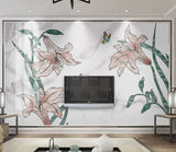 3D Pink Lily Flower ZHUA15375 Wallpaper Wall Murals Removable Self-adhesive Amy Lily