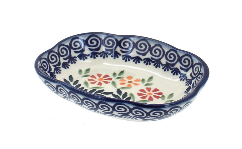 Blue Rose Polish Pottery Garden Bouquet Soap Dish Bouquet