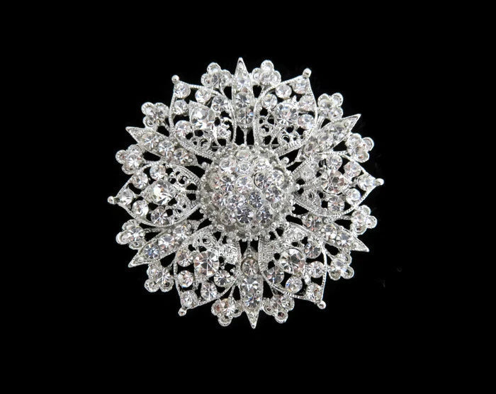Vintage Inspired Rhinestone Crystal Flower Sunflower Brooch Wedding Party Sunflower