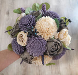 Lavender Gray Bridal Bouquet Sola Wood Bridesmaid Natural Purple Wedding Flowers Bouquet