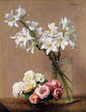 Henri Fantin Latour Roses and Lilies Still Life Giclee Print on Canvas 8x10 Art Lily