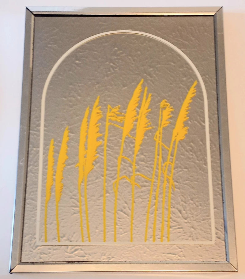 RARE Vintage 1975 Academy Arts Jim Roslof PAMPAS GRASS Mirror Retro MCM Wall Art Pampas Grass