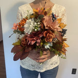 Bridal Wedding Bouquet Lovely Budget Handmade Faux Bubble Pearl Blue Fall Colors Bouquet