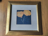 Ranunculus Yellow Flowers Framed Print Small Blue Background Decorative Art Ranunculus