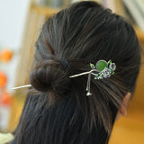 Silver S925 Inlay Enamel Hetian Jasper Peony Flower Tassels Exquisite Hairpin Peony