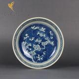 5.1" China Blue and White Porcelain Ice Plum Grain Peony Flower Plate Peony